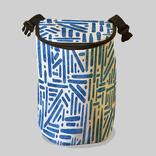 Pattern Blue White Car Trash Bin