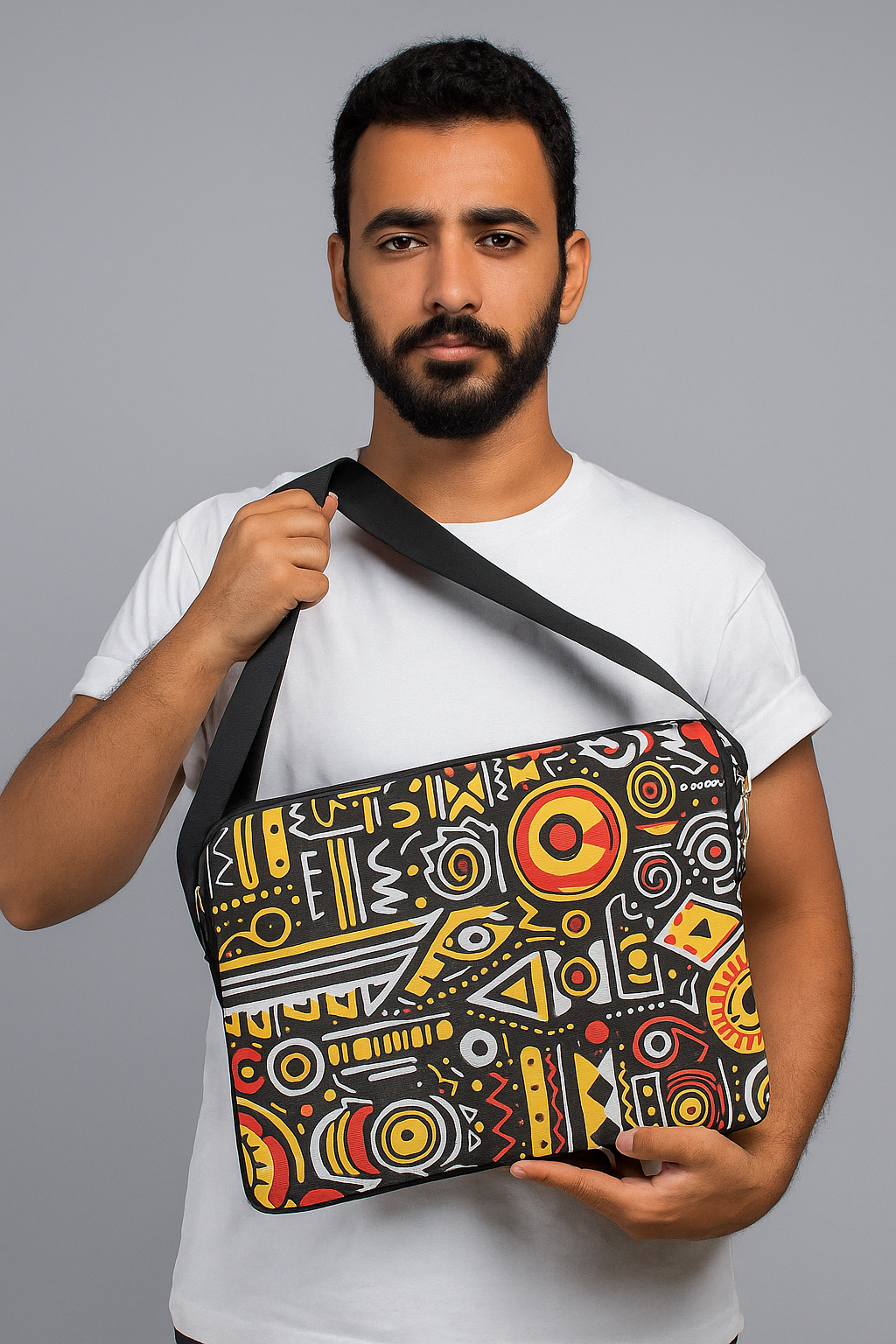 Yellow shapes labtop sleeve