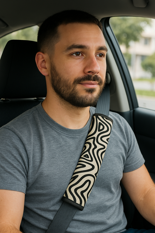 Pattern White Black Car Seat belt Cover