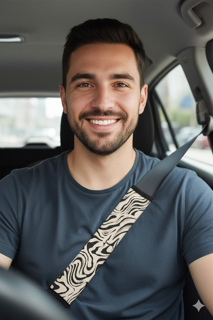 Pattern White Black 2 Car Seat belt Cover