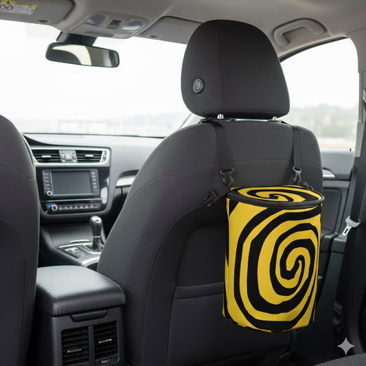 Pattern Yellow Black Car Trash Bin