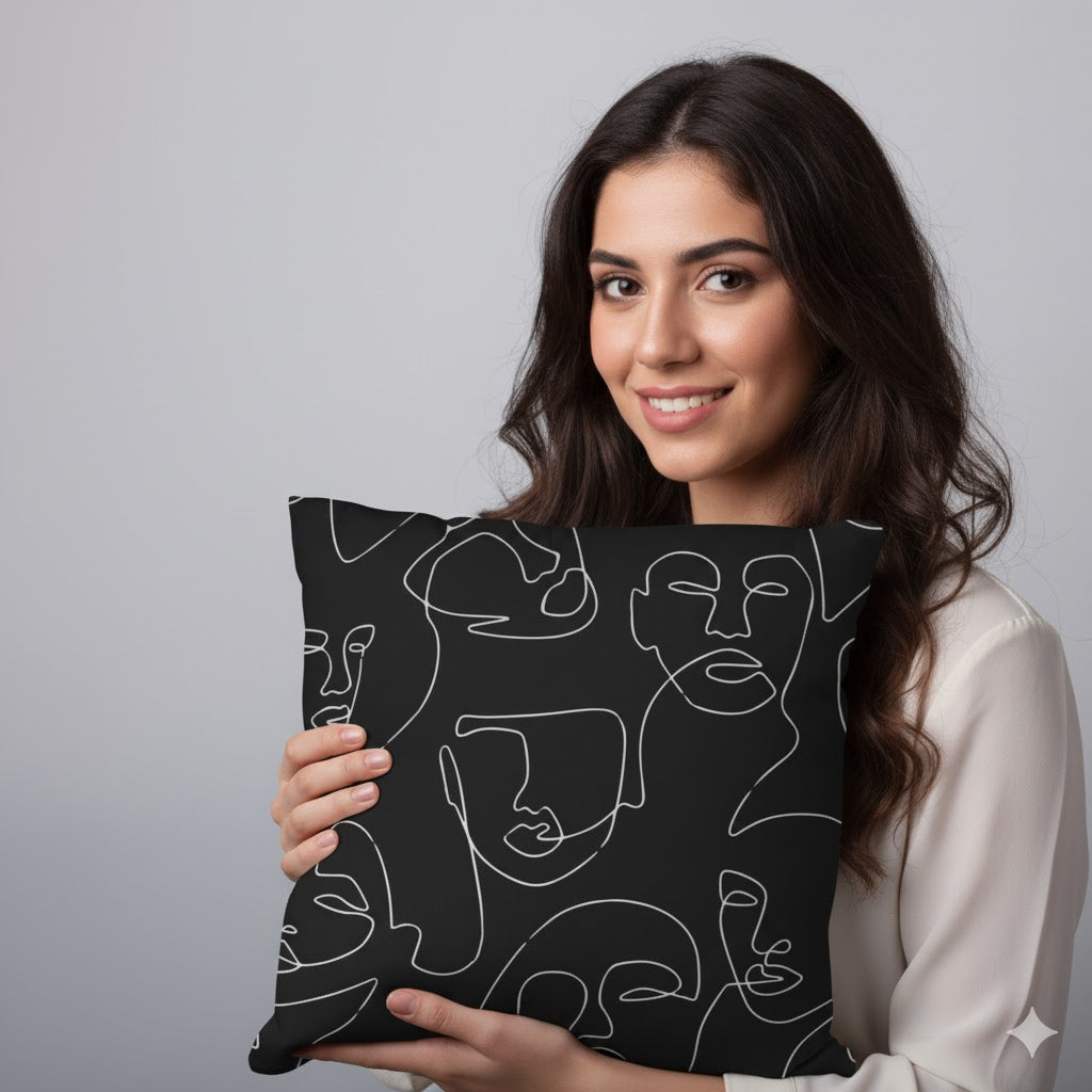Faces lines pillow